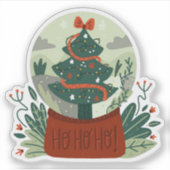 Kerstfeest ho ho ho ho wereldbol sticker (Voorkant)