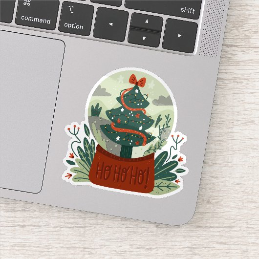 Kerstfeest ho ho ho ho wereldbol sticker (Detail)