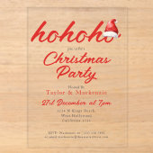 Kerstfeest Ho Ho Ho Kerstmannetje Hoed Acryl Uitnodigingen (Voorkant)