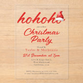Kerstfeest Ho Ho Ho Santa Hat Acryl Uitnodigingen (Voorkant)