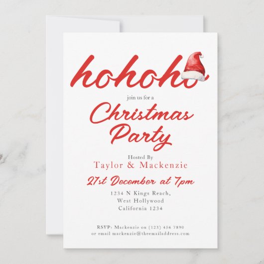 Kerstfeest Ho Ho Ho Santa Hat Kaart (Voorkant)