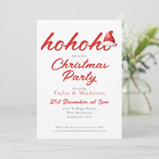 Kerstfeest Ho Ho Ho Santa Hat Kaart (Staand voorkant)