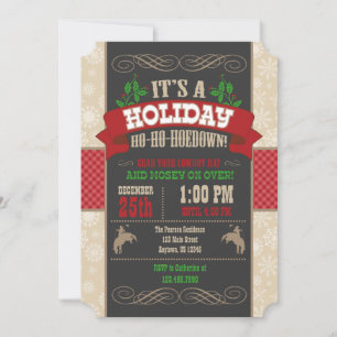 Kerstfeest Ho Ho Hoedown Uitnodiging