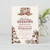Kerstfeest Hoedown Western Laarzen Uitnodiging (Staand voorkant)
