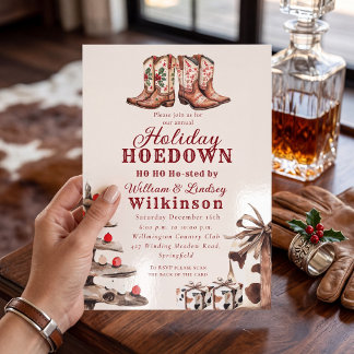 Kerstfeest Hoedown Western Laarzen Uitnodiging