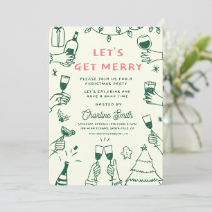 Kerstfeest HolidayHand getekend funky handschrift  Kaart