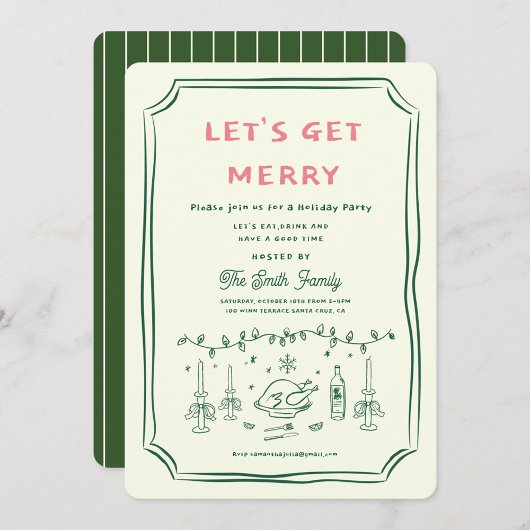 Kerstfeest HolidayHand getekend funky handschrift  Kaart