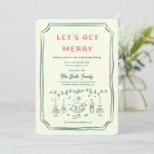 Kerstfeest HolidayHand getekend funky handschrift  Kaart (Staand voorkant)
