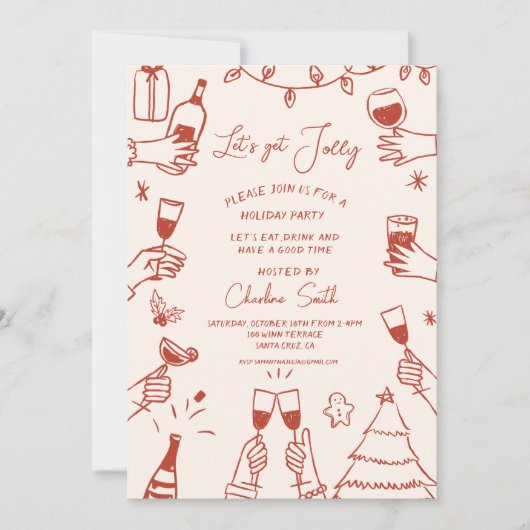 Kerstfeest HolidayHand getekend funky handschrift Kaart (Voorkant)