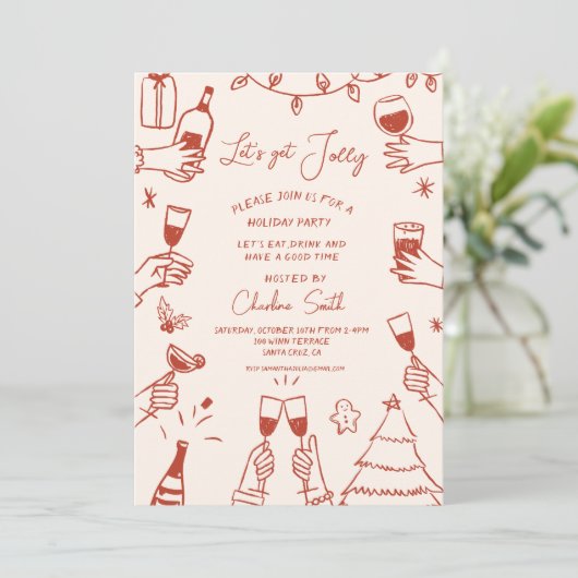 Kerstfeest HolidayHand getekend funky handschrift Kaart (Staand voorkant)