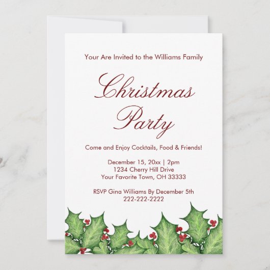 Kerstfeest Holly Berries Kaart (Voorkant)