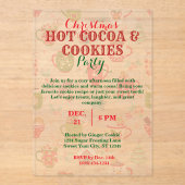 Kerstfeest Hot Cacao & Cookies Party met Patroon Acryl Uitnodigingen (Voorkant)