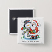 Kerstfeest houdt het hart vast vierkante button 5,1 cm (Voorkant /achterkant)