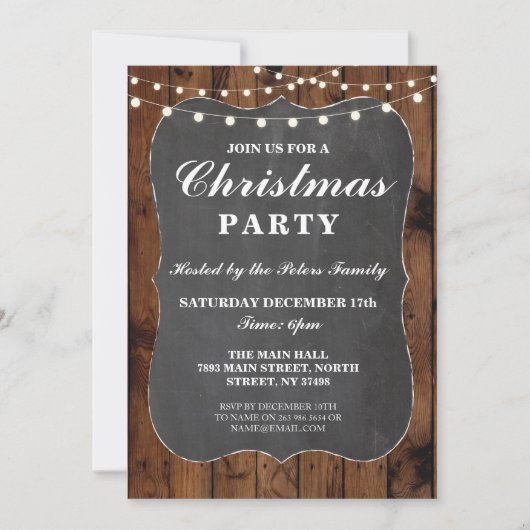 Kerstfeest Hout Rustige Chalk Dinetere Dag Kaart (Voorkant)