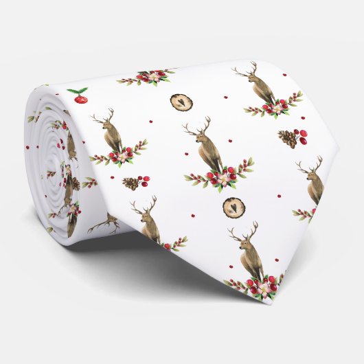 Kerstfeest Idyll Deer Pattern Stropdas (Opgerold)