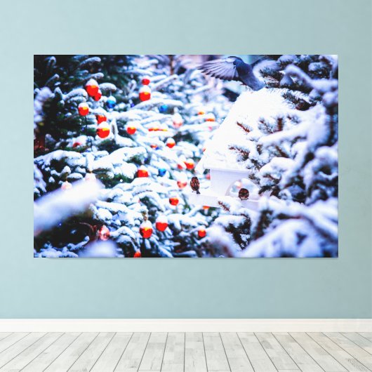 Kerstfeest Idyll geweldig Canvas Afdruk (Insitu (Houten vloer))