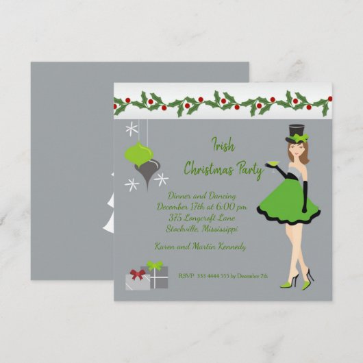 Kerstfeest Iers feest Kaart (Voorkant / Achterkant)