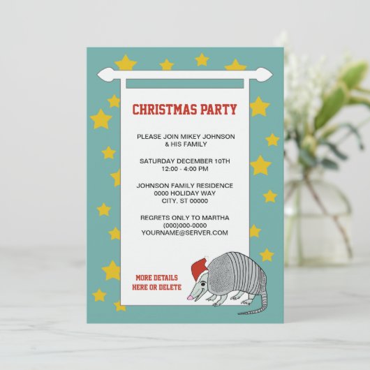 Kerstfeest in Armadillo ( groen) Kaart (Staand voorkant)