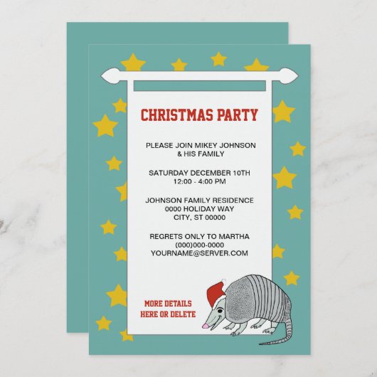 Kerstfeest in Armadillo ( groen) Kaart (Voorkant / Achterkant)