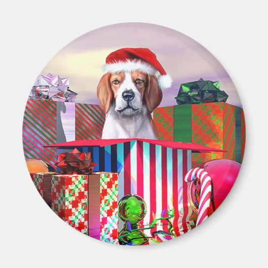 Kerstfeest in Beagle Magneet (Voorkant)