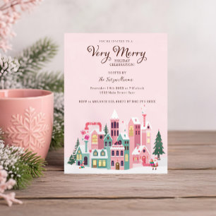 Kerstfeest in de gezellige roze elfenwerkplaats aa kaart