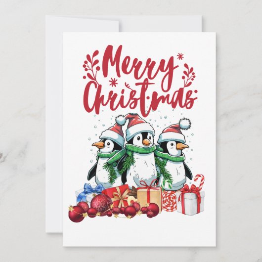 Kerstfeest in de pinguïn feestdagenkaart (Voorkant)