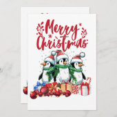 Kerstfeest in de pinguïn feestdagenkaart (Voorkant / Achterkant)