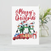 Kerstfeest in de pinguïn feestdagenkaart (Staand voorkant)