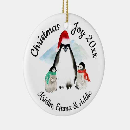 Kerstfeest in de pinguïn keramisch ornament (Rechts)