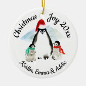 Kerstfeest in de pinguïn keramisch ornament (Voorkant)