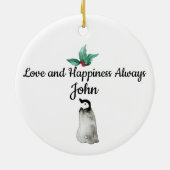 Kerstfeest in de pinguïn keramisch ornament (Achterkant)