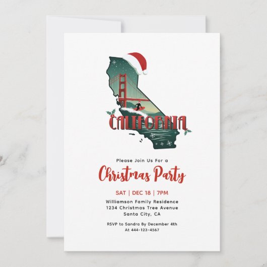 Kerstfeest in de staat Californië Kaart (Voorkant)