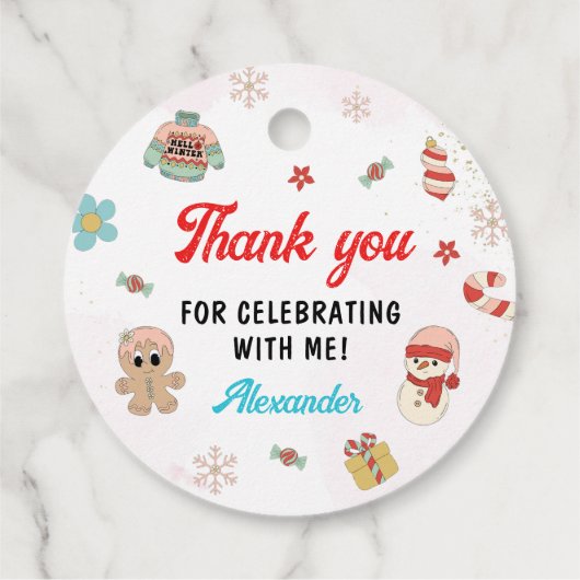Kerstfeest in de winter bedankjes labels (Achterkant)