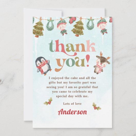 Kerstfeest in de winter bedankkaart (Voorkant)