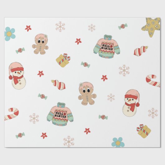 Kerstfeest in de winter cadeaupapier (Vlak)