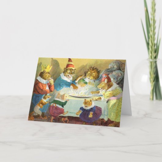 Kerstfeest in dierenland feestdagen kaart (Voorkant)