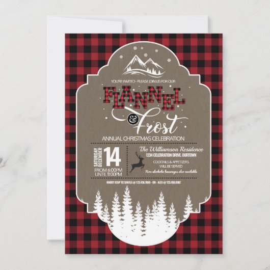 Kerstfeest in Flannel en Frost Kaart (Voorkant)