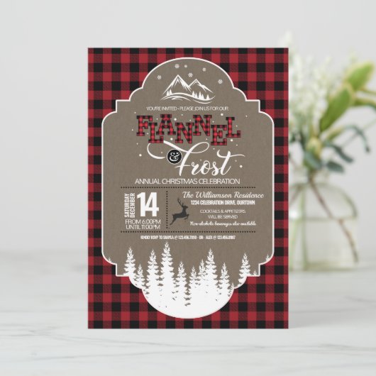 Kerstfeest in Flannel en Frost Kaart (Staand voorkant)