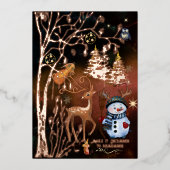 Kerstfeest in het betoverde bos folie uitnodiging (Voorkant)