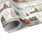 Kerstfeest in het Boerderij Cadeaupapier (Rol Hoek)