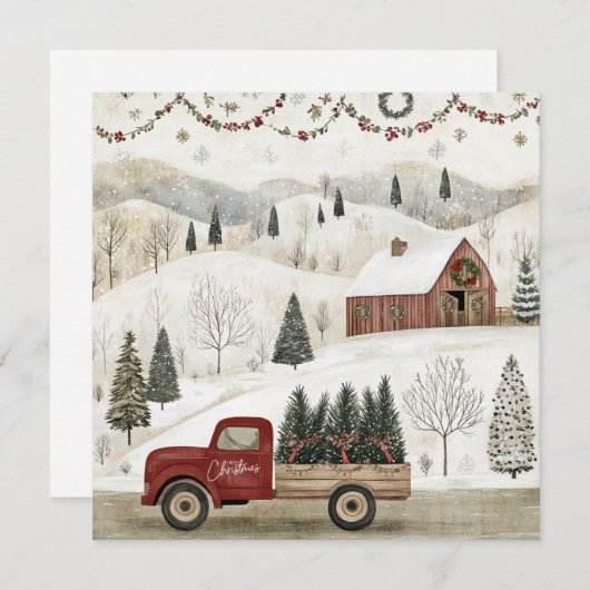 Kerstfeest in het Boerderij Feestdagenkaart (Voorkant / Achterkant)