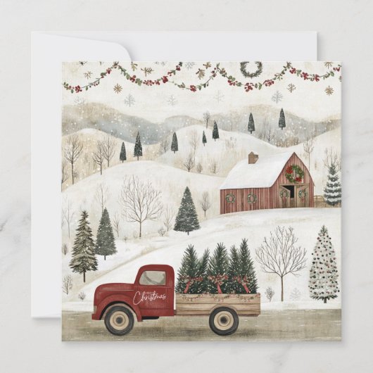 Kerstfeest in het Boerderij Feestdagenkaart (Voorkant)