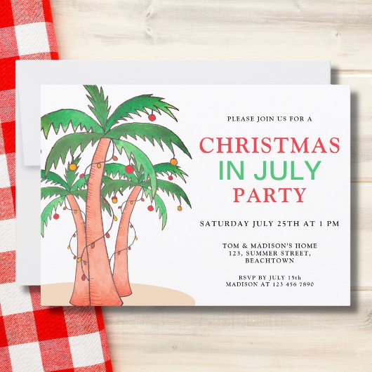Kerstfeest In Juli Feest Palmboom Kaart