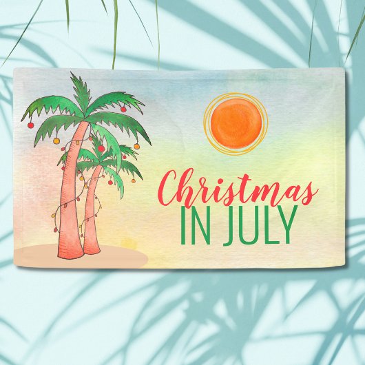 Kerstfeest in juli-feest Palmboom Spandoek