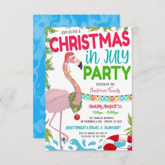 Kerstfeest In Juli Feest Uitnodiging (Voorkant / Achterkant)