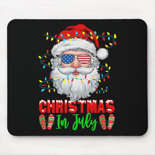 Kerstfeest in juli Kerstman Patriottisch Kerstsom Muismat (Voorkant)