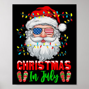 Kerstfeest in juli Kerstman Patriottisch Kerstsom Poster