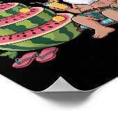 Kerstfeest in juli Santa Beach Watermelon Kinder T Poster (Hoek)