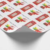 Kerstfeest in Londen met kerstman en telefooncel Cadeaupapier (Hoek)