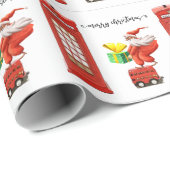 Kerstfeest in Londen met kerstman en telefooncel Cadeaupapier (Rol Hoek)